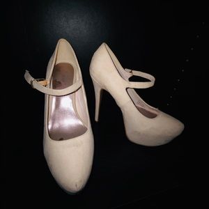 JustFab Shoes - Mary Jane Platform Nude Heels JustFab Shoes - Mary Jane Platform Nude Heels